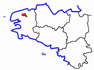 Kanton Landivisiau na mapě regionu Bretaň