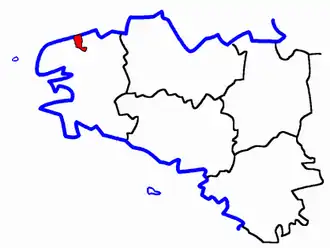 Kanton Plouescat na mapě regionu Bretaň
