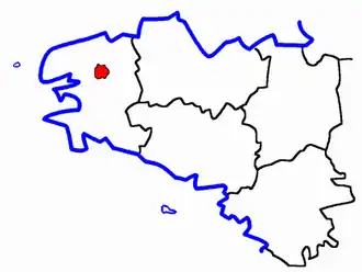 Kanton Sizun na mapě regionu Bretaň