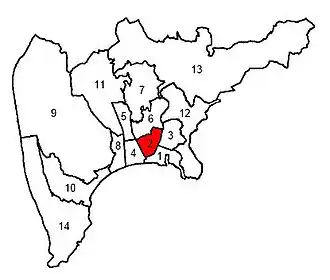 Kanton na mapě města Nice