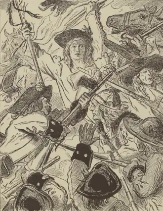 Zajetí Jana Sladkého Koziny (ilustrace M. Alše k románu A. Jiráska Psohlavci)