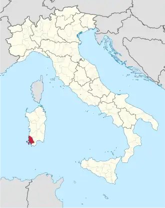 Provincie Carbonia-Iglesias na mapě Itálie