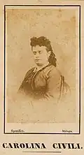 Divadelní herečka Carolina Civil, asi 1870