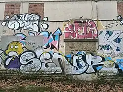 Ralph Wiggum na graffiti ve Vicu v Katalánsku