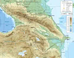Topografická mapa Kavkazu (anglicky)