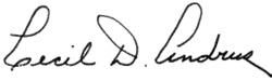 Cecil Dale Andrus, podpis