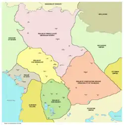 Drobná srbská knížectví vzniklá po rozpadu říše na konci 14. století