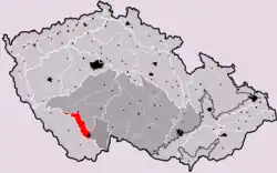 Českobudějovická pánev na mapě Česka