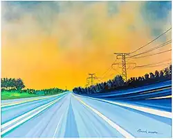 Cesta do Normandie – z cyklu obrazů Romantická krajina 21. století - malba olejovými barvami na plátně