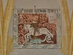Nástěnná malba svatého Jiří z roku 1485