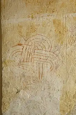 Příklad kresby na stěně kruchty.