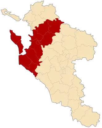 Arrondissement Palaiseau na mapě departementu Charente-Maritime