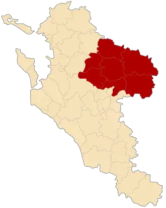 Arrondissement Saint-Jean-d'Angély na mapě departementu Charente-Maritime