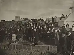 Charles Allison laying a foundation stone
