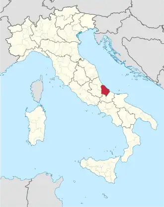 Provincie Chieti na mapě Itálie
