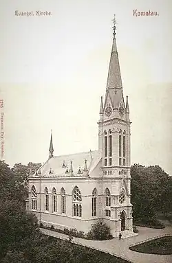 Kostel na pohlednici z roku 1905