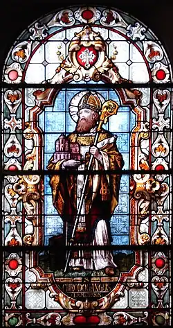 Chrodegang na vitráži kaple Sainte-Glossinde v Metách