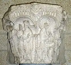 hlavice sloupu křižácké baziliky Zvěstování