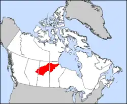 povodí řeky na mapě Kanady