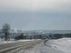 Zimní pohled na město s Čusovským metalurgickým závodem