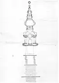 Cibulovitý tvar věže před požárem roku 1849