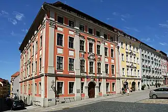 Barevná fotografie měšťanských domů v Budyšíně