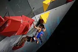 Meiči Narasaki ve finále na MS 2018 v lezení na obtížnost v Innsbrucku