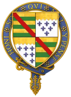 Erb Sira Edwarda Poyningse s dekorací Podvazkového řádu