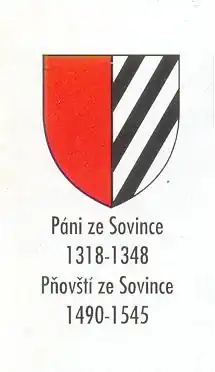 Erb pánů ze Sovince (reprodukce V. Krále z Dobré Vody, 1891)