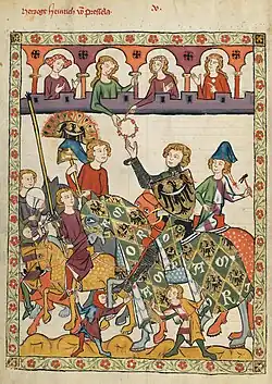 Jindřich IV. Probus na miniatuře Codex Manesse, okolo roku 1300
