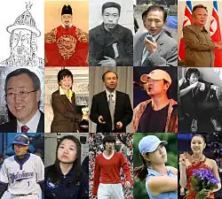 1. řada: Eulji Mundeok • Sedžong Veliký • An Jung-geun • Lee Myung-bak • Kim Čong-il 2. řada: Pan Ki-mun • Paak Kun-hje • Masajoši Son • Cui Jian • Viktor Coj 3. řada: Tatsuhiko Kinjoh • I So-jon • Pak Či-Song • Michelle Wie • Kim Ju-na