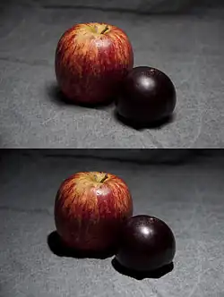 Snímek se softboxem a bez něho