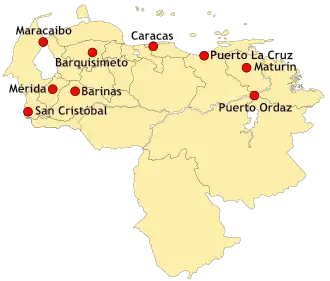 Města, kde se turnaj odehrává