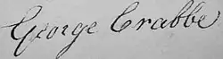 George Crabbe – podpis