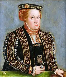 Kateřina Habsburská kolem roku 1553, autor portrétu Lucas Cranach mladší