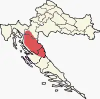 Poloha Liky na mapě Chorvatska