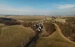 Letecký pohled, v pozadí vpravo Crostwitz