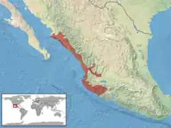 Mapa rozšíření chřestýše mexického