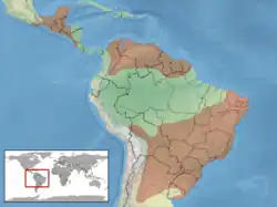 Mapa rozšíření chřestýše brazilského