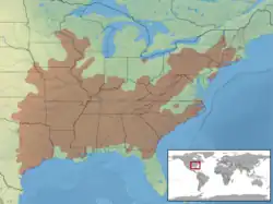 Mapa rozšíření chřestýše lesního