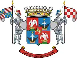 Hraběcí podoba erbu rodu Cseszneky z Milvány