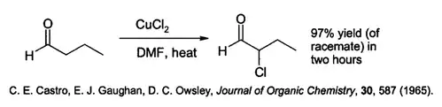 Alfachlorace aldehydu pomocí CuCl2