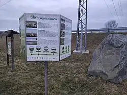 informační panel, jez na říčním km 38,7, Hranice