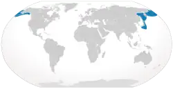 Areál rozšíření velryby japonské