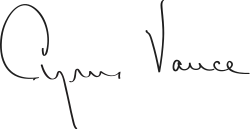 Cyrus Vance, podpis
