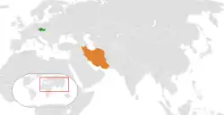 Česko (zelená) a Itálie (oranžová) na mapě