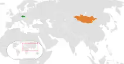 Česko a Mongolsko na mapě Evropy a Asie