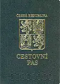 Titulní strana cestovního pasu vzor 1998