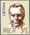 Czesław Miłosz na litevské známce (2011)