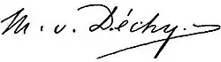 Mór Déchy – podpis